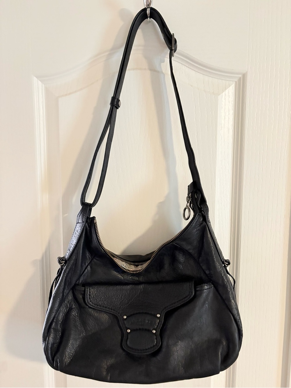Lancaster Paris Classic Black Leather Shoulder Bag